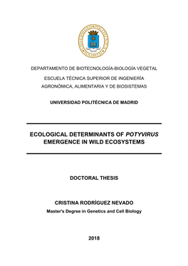 Ecological Determinants of Potyvirus Emergence in Wild Ecosystems