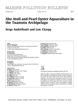 Ahe Atoll and Pearl Oyster Aquaculture in the Tuamotu Archipelago