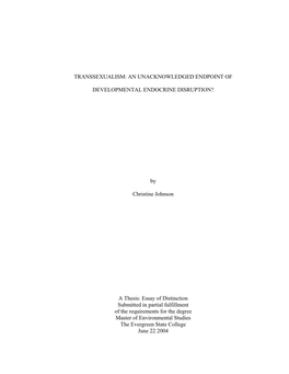 Transsexualism: an Unacknowledged Endpoint of Developmental Endocrine Disruption?