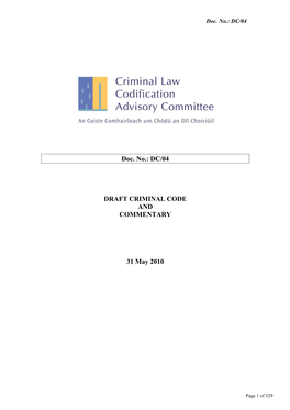 DC/04 DRAFT CRIMINAL CODE and COMMENTARY 31 May 2010