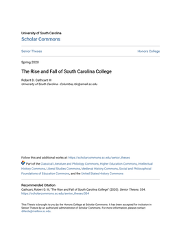 The Rise and Fall of South Carolina College