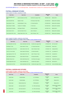 Mid-Week & Weekend Fixtures | 30