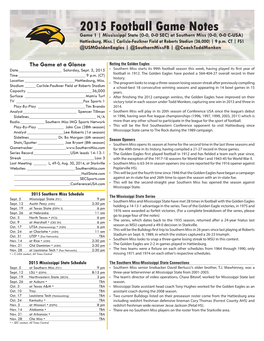2015 Football Game Notes