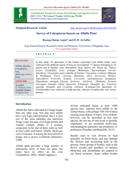 Survey of Coleopteran Insects on Alfalfa Plant