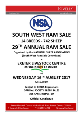 Download South West Ram Sale Catalogue 2017