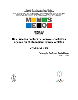 Key Success Factors to Improve Sport News Agency for All Canadian Olympic Athletes