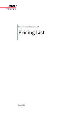 Pricing List