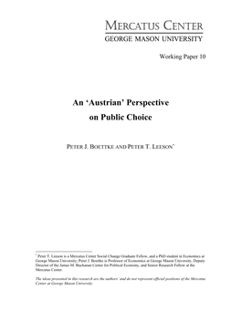 Austrian Economics and Public Choice