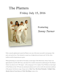 The Platters Friday July 15, 2016