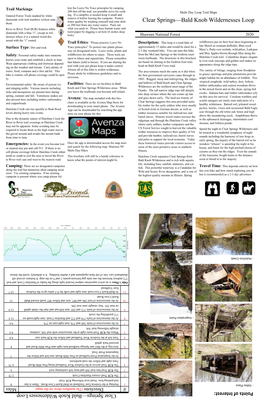 Clear Springs—Bald Knob Wildernesses Loop Them