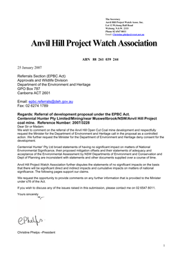 Anvil Hill Project Watch Association