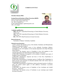 CURRICULUM VITAE Ebrahim Gilasian (Phd) Iranian Research