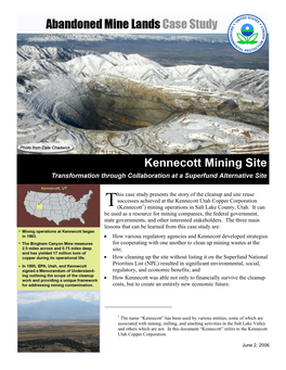 Abandoned Mine Lands Case Study -Kennecott Mining Site