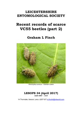 Recent Records of Scarce VC55 Beetles (Part 2)