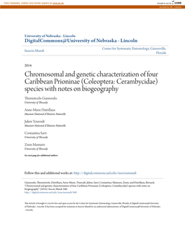 (Coleoptera: Cerambycidae) Species with Notes on Biogeography Themistoclis Giannoulis University of Thessaly
