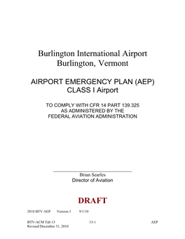 Burlington International Airport Burlington, Vermont