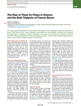 2016: the Rule of Three for Prizes in Science and the Bold Triptychs of Francis Bacon
