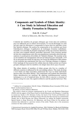 Components and Symbols of Ethnic Identity: a Case Study in Informal Education and Identity Formation in Diaspora