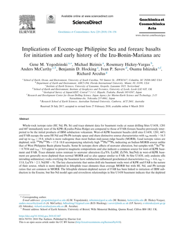 Implications of Eocene-Age Philippine Sea and Forearc Basalts for Initiation and Early History of the Izu-Bonin-Mariana Arc