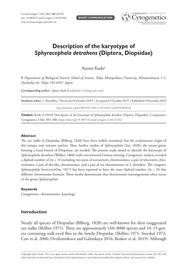 Description of the Karyotype of Sphyracephala Detrahens (Diptera, Diopsidae)
