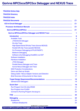 Qorivva Mpc5xxx/Spc5xx Debugger and NEXUS Trace