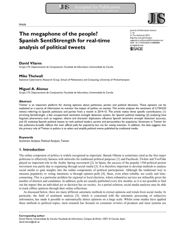 The Megaphone of the People? Spanish Sentistrength for Real-Time Analysis of Political Tweets