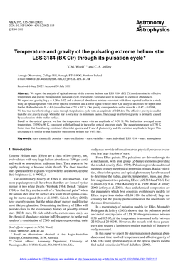 Temperature and Gravity of the Pulsating Extreme Helium Star LSS 3184 (BX Cir) Through Its Pulsation Cycle?