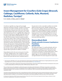 Insect Management for Crucifers (Cole Crops) (Broccoli, Cabbage, Cauliflower, Collards, Kale, Mustard, Radishes, Turnips)1 H