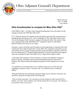 Ohio Guardmember to Compete for Miss Ohio USA