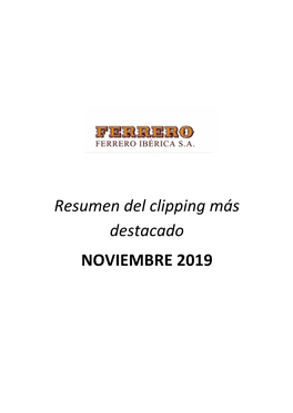 ! Resumen!Del!Clipping!Más! Destacado! NOVIEMBRE)2019) ! ! !