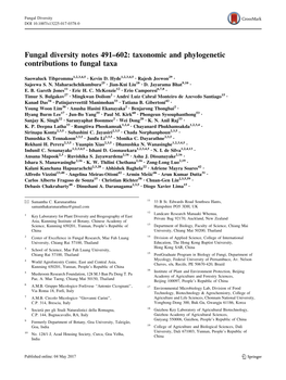 Fungal Diversity Notes 491–602: Taxonomic and Phylogenetic Contributions to Fungal Taxa