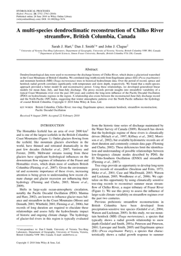 A Multispecies Dendroclimatic Reconstruction of Chilko River