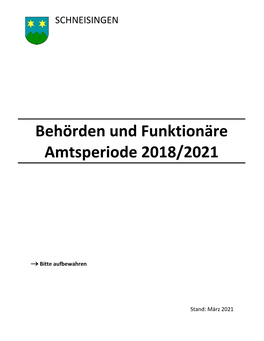 Behörden Und Funktionäre Amtsperiode 2018/2021