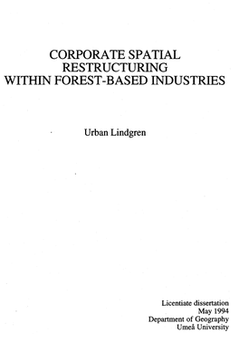 Corporate Spatial Restructuring Within Forest-Based Industries