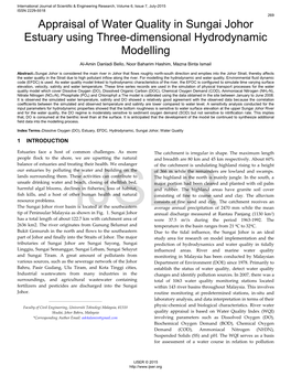 Appraisal of Water Quality in Sungai Johor Estuary Using Three-Dimensional Hydrodynamic Modelling