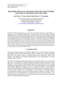 Measured and Calculated Effective Delayed Neutron Fraction of the Ipr-R1 Triga Reactor