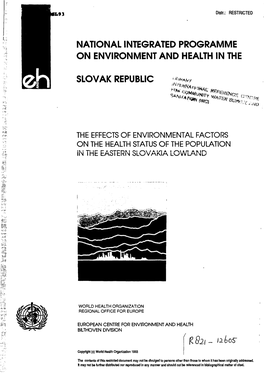 National Integrated Programme on Environment and Health in the Slovak Republic