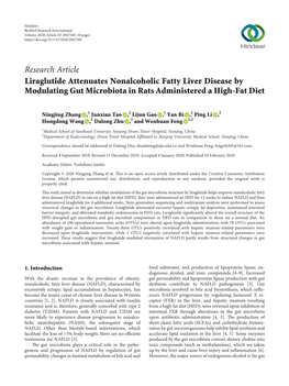 Liraglutide Attenuates Nonalcoholic Fatty Liver Disease by Modulating Gut Microbiota in Rats Administered a High-Fat Diet