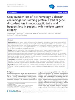 Copy Number Loss of (Src Homology 2 Domain Containing)-Transforming