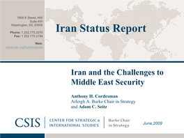 Iran Status Report Fax: 1.202.775.3199