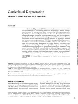 Corticobasal Degeneration