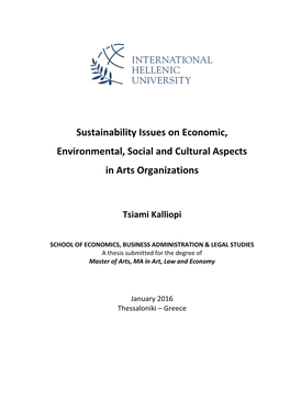 Sustainability Issues on Economic, Environmental, Social and Cultural Aspects in Arts Organizations