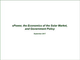 Spower, the Economics of the Solar Market, and Government Policy