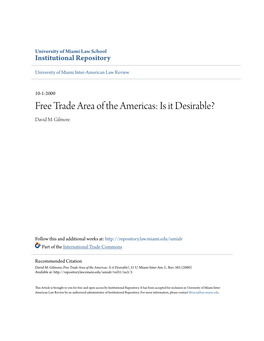 Free Trade Area of the Americas: Is It Desirable? David M