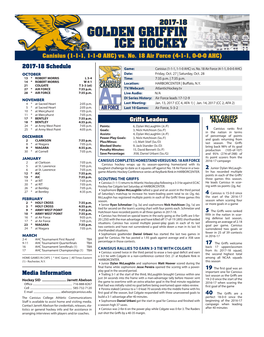 GOLDEN GRIFFIN ICE HOCKEY Canisius (1-1-1, 1-1-0 AHC) Vs
