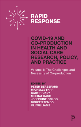 Covid-19 and Co-Production in Health and Social Care Research, Policy, and Practice