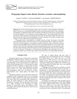 El'gygytgyn Impact Crater, Russia: Structure, Tectonics, and Morphology