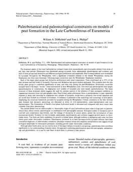 Paleobotanical and Paleoecological Constraints on Models of Peat Formation in the Late Carboniferous of Euramerica