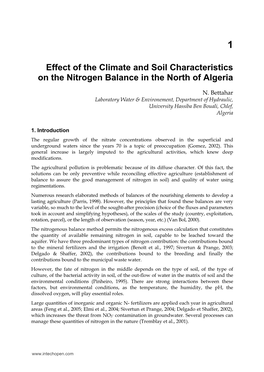 Effect of the Climate and Soil Characteristics on the Nitrogen Balance in the North of Algeria