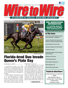 Florida-Bred Duo Invade Queen's Plate